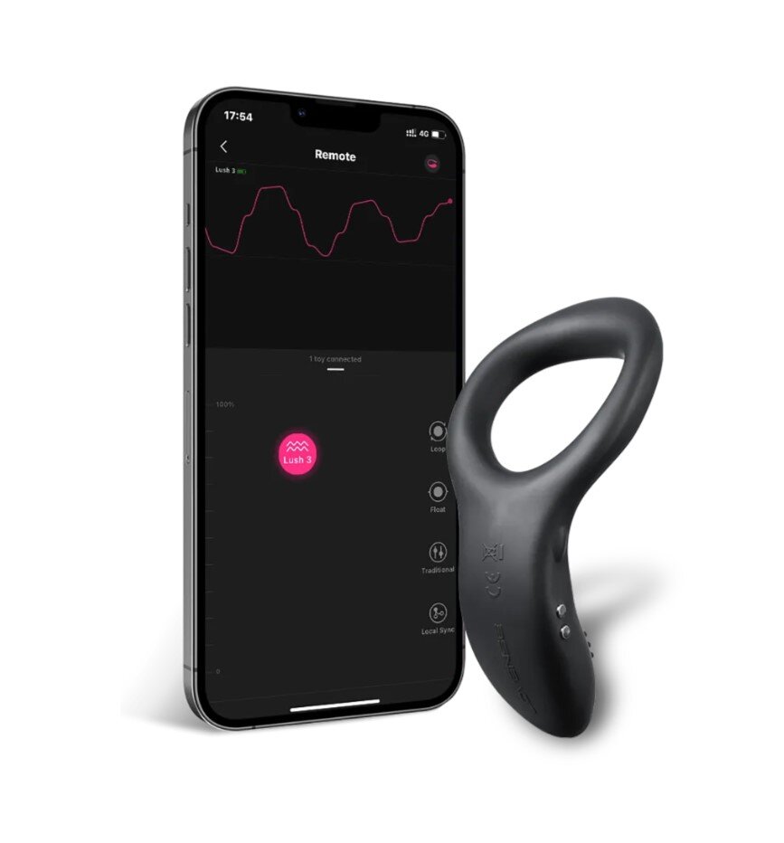 Lovense Inel de Penis Diamo Bluetooth Control Free App Silicon Negru