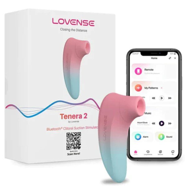 Lovense Stimulator Clitoris Tenera 2 Bluetooth Control Free App IPX7 Silicon Roz/Albastru