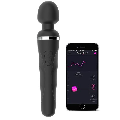 Lovense Vibrator Wand Domi 2 Bluetooth Control Free App Silicon Negru