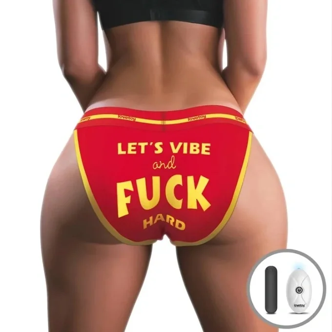 LoveToy Bikini XL-XXL Imprimati LET'S VIBE and FUCK HARD cu Glont Vibrator Remote Control 10 Moduri Vibratii USB
