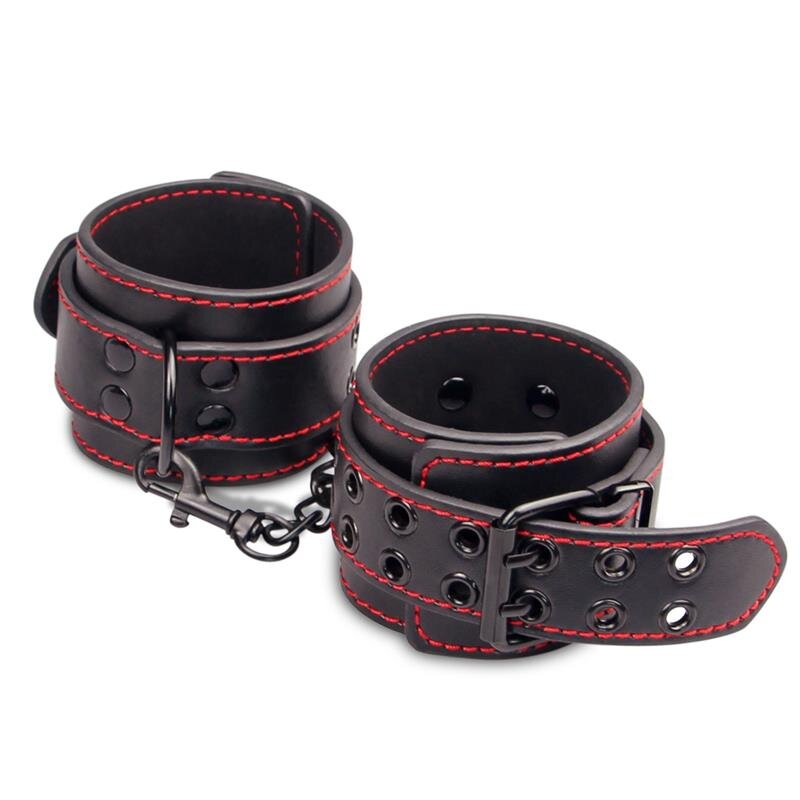 LoveToy Catuse pentru Maini Reglabile Piele Ecologica Negru/Rosu