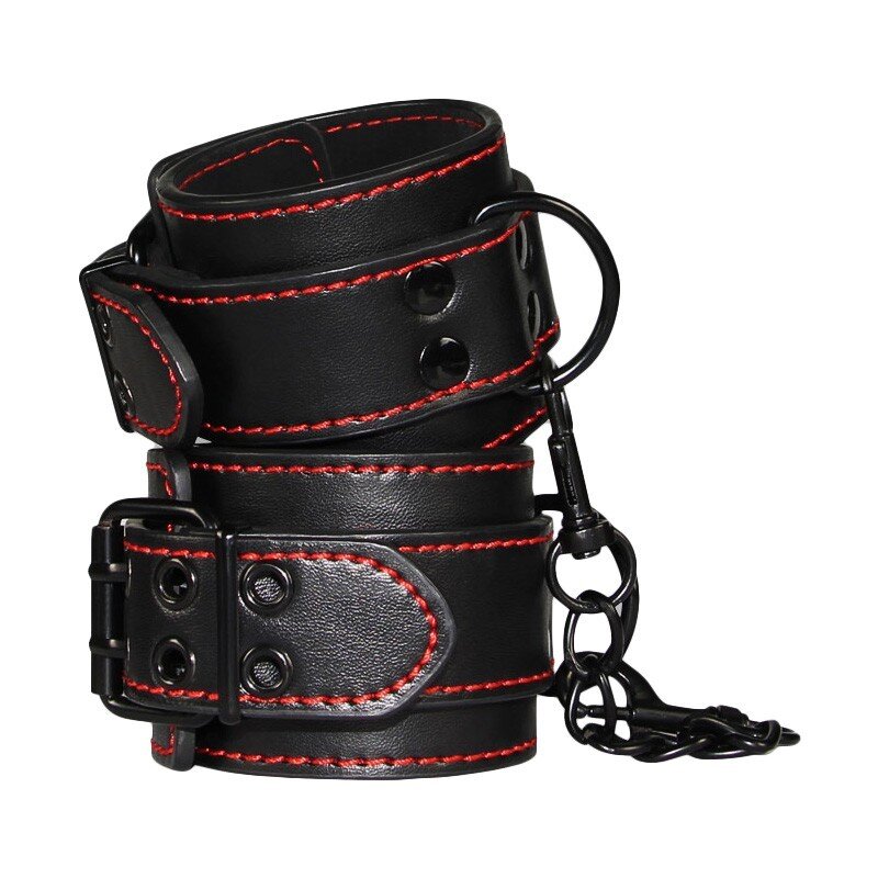 LoveToy Catuse pentru Picioare Reglabile Piele Ecologica Negru/Rosu