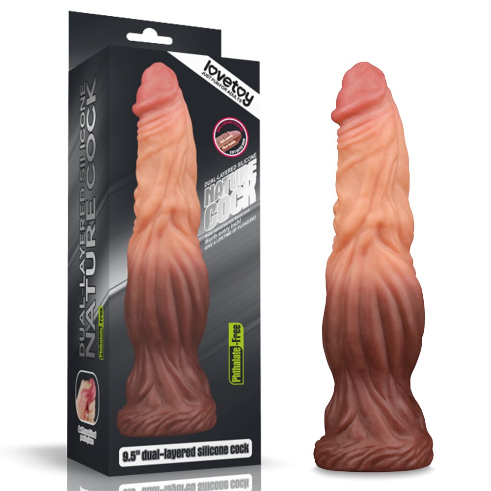 LoveToy Dildo Dubla Densitate Silicon Lichid 2 Culori 25 cm