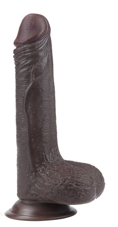 LoveToy Dildo Realist Bendable Sliding-Skin Strat Dublu TPE Maro 17.5 cm