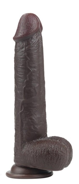 LoveToy Dildo Realist Bendable Sliding-Skin Strat Dublu TPE Maro 23 cm