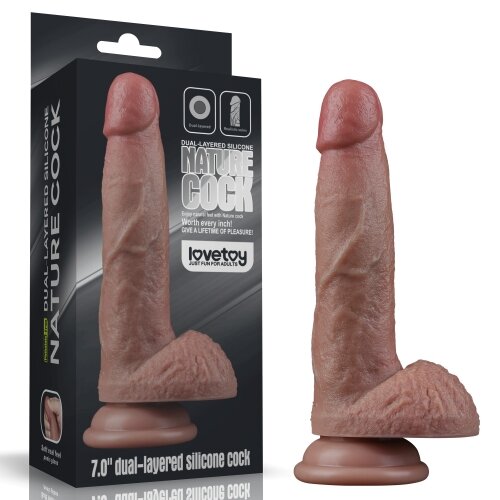 LoveToy Dildo Realist Silicon Dubla Densitate Maro 18.5 cm