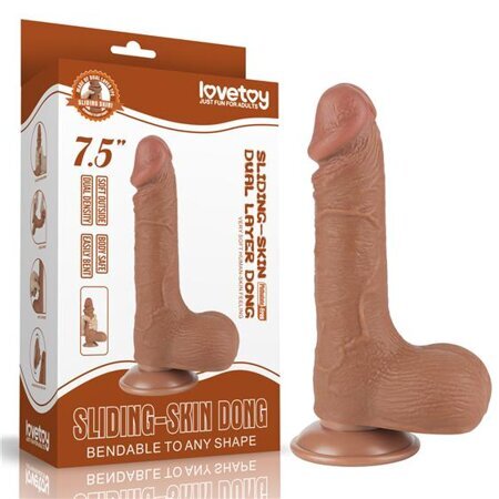 LoveToy Dildo Realist Sliding Skin Dual Layer TPE Maro Deschis 19.5 cm
