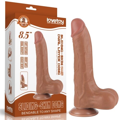 LoveToy Dildo Realist Sliding Skin Dual Layer TPE Maro Deschis 22 cm