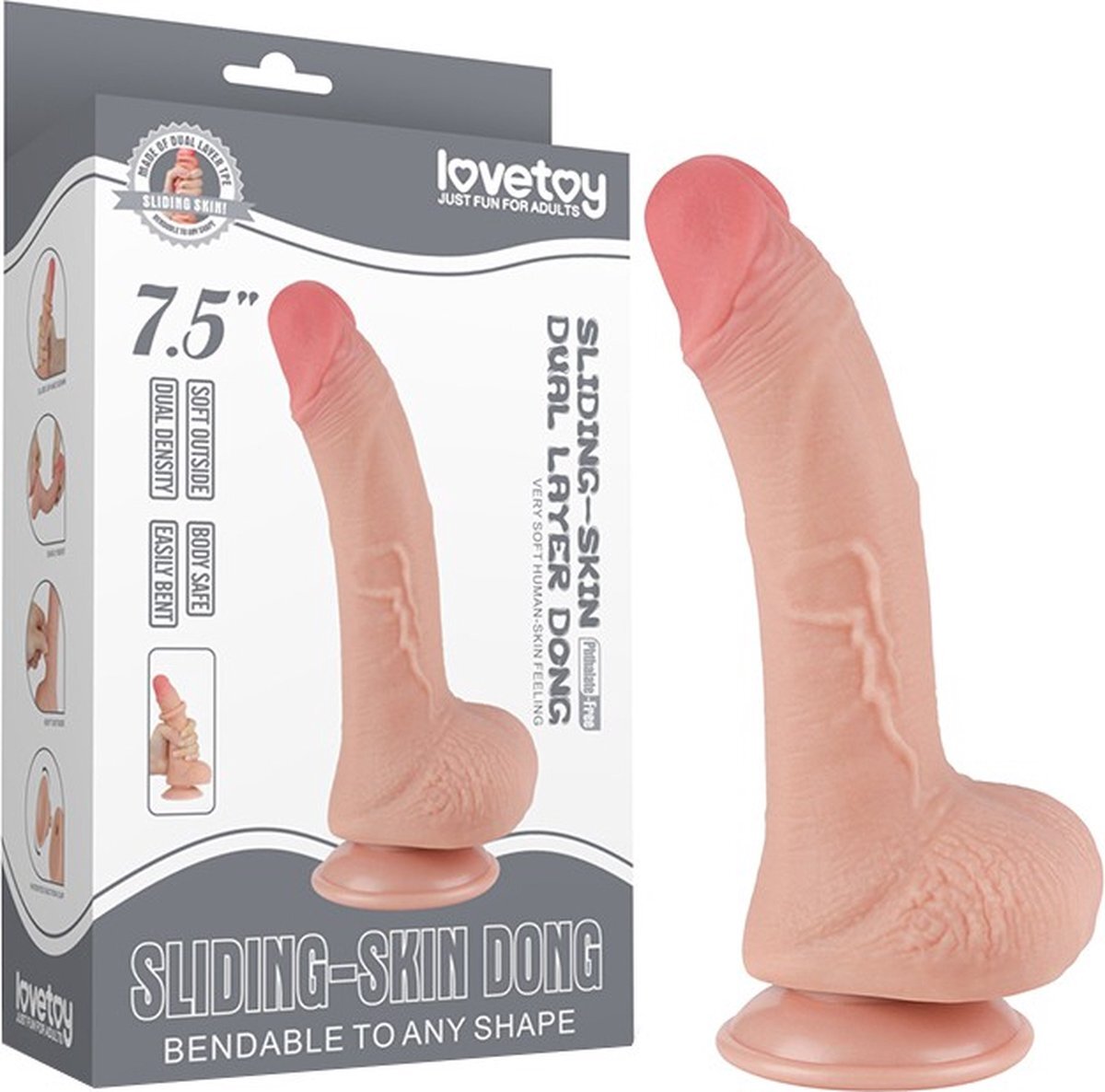 LoveToy Dildo Realist Sliding-Skin TPE Natural 19.5 cm