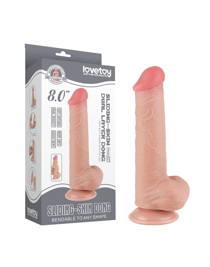 LoveToy Dildo Realist Sliding-Skin Ventuza Detasabila TPE Natural 20.8 cm