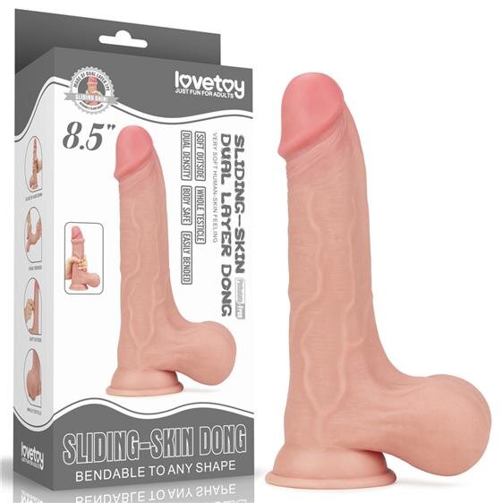 LoveToy Dildo Realist Sliding-Skin Whole testicle TPE Natural 22 cm