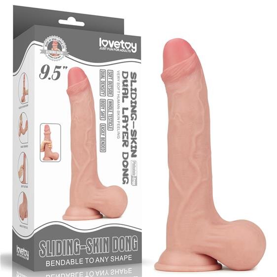 LoveToy Dildo Realist Sliding-Skin Whole testicle TPE Natural 24.5 cm