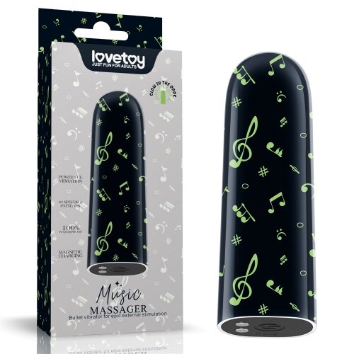 LoveToy Glont Vibrator Glow in the Dark Music Massager 10 Moduri Vibratii Puternice ABS USB 8.5 cm