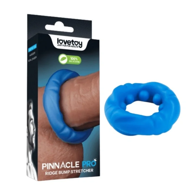LoveToy Inel de Penis Pinnacle Ridge Bump Stretcher Silicon Albastru