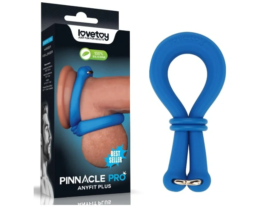 LoveToy Inel Dublu de Penis Pinnacle Pro Anyfit Plus Silicon Albastru