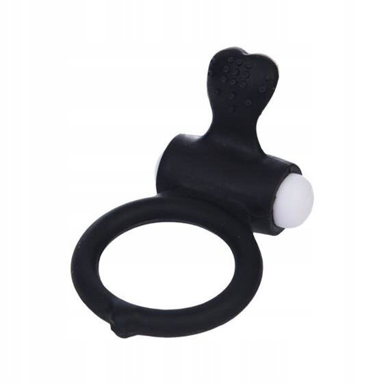 LoveToy Inel erectie Power Clit negru cu vibratii
