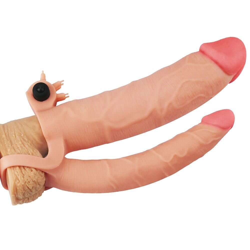 LoveToy Manson Penis Dublu cu Vibratii Pleasure X-Tender Add 3
