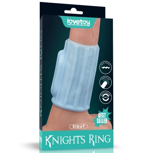 LoveToy Manson Penis Knights Ring Ridge cu Vibratii Albastru