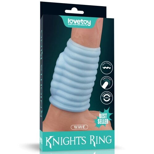 LoveToy Manson Penis Knights Ring Wave cu Vibratii Albastru