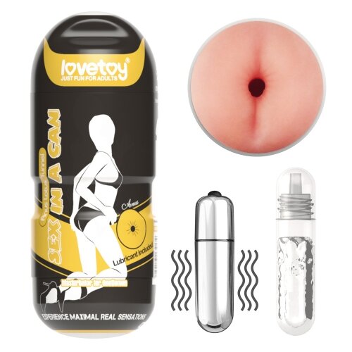 LoveToy Masturbator Anus Stamina Sex in a Can cu Vibratii