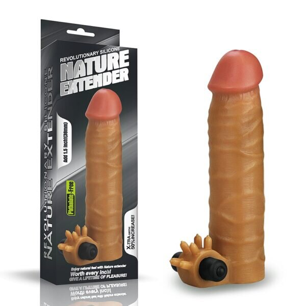 LoveToy Prelungitor Penis cu Glont Vibrator Nature Extender + 3.8 cm Silicon Maro