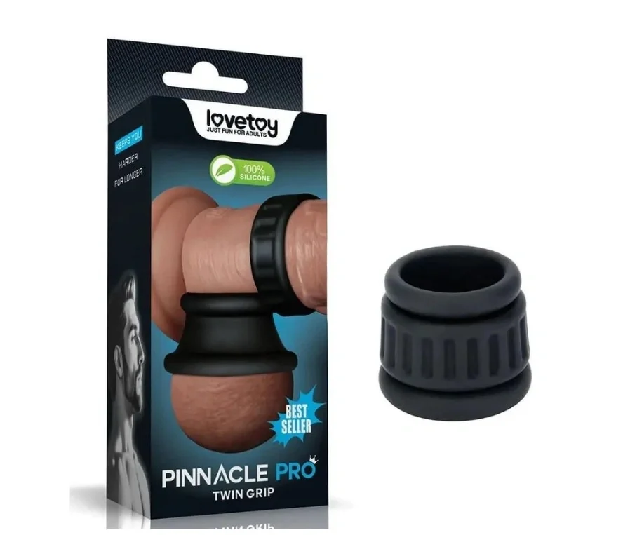 LoveToy Set 2 Inele de Penis Pinnacle Pro Twin Grip Silicon Negru