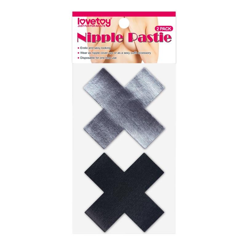 LoveToy Set 2 Perechi Acoperitoare Sani Cross Pastie Negru Gri