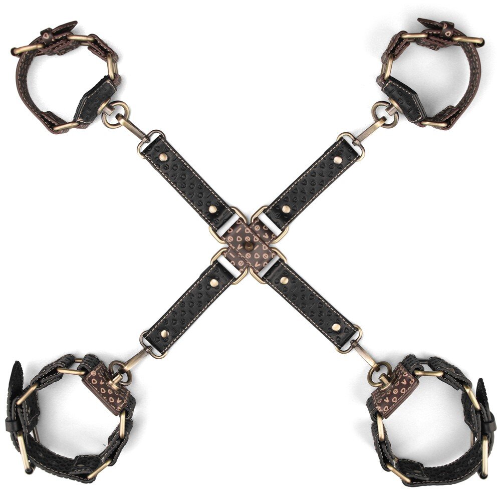LoveToy Set Constrangere 3 Piese Rebellion Reign Hogtie Negru/Maro