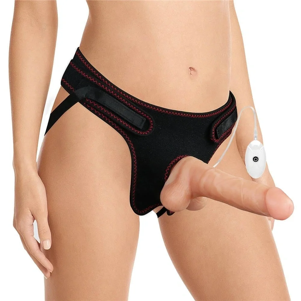 LoveToy Set Easy Strap-On cu Vibrator Detasabil 10 Moduri Vibratii TPE Natural 20 cm
