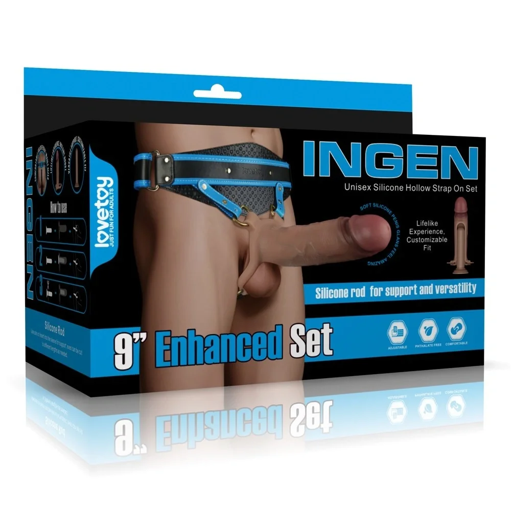 LoveToy Set Strap-on INGEN Unisex Silicon L/XL/2XL Natural 22.9 cm