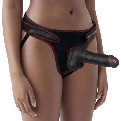 LoveToy Strap-on Easy cu Dildo Detasabil Negru 20 cm