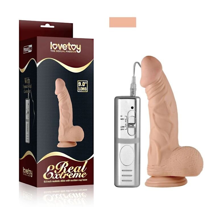 LoveToy Vibrator Realist Real Extreme cu Telecomanda PVC Natural 23.5 cm