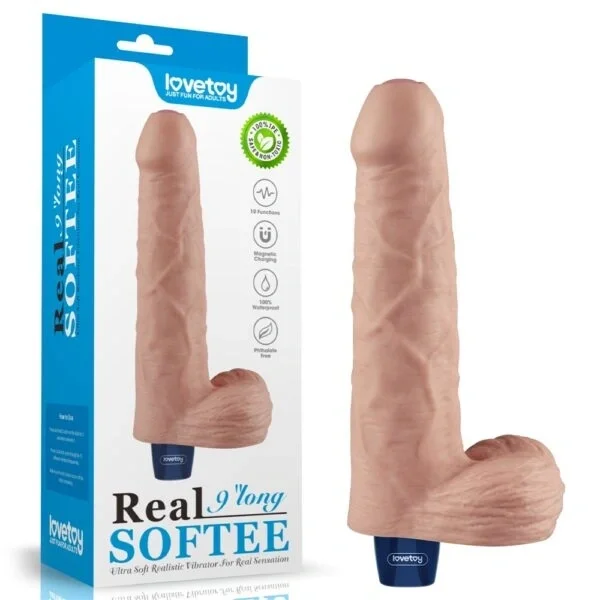 LoveToy Vibrator Realist REAL SOFTEE 10 Moduri Vibratii TPE Natural 22.6 cm