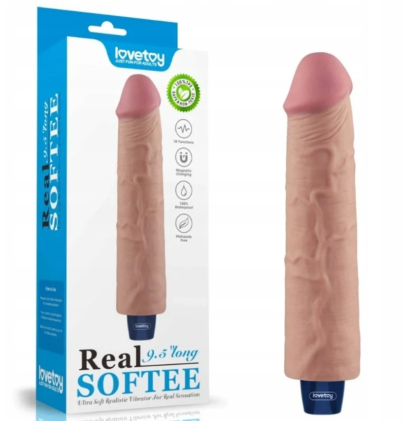 LoveToy Vibrator Realist REAL SOFTEE 10 Moduri Vibratii TPE Natural 23.7 cm