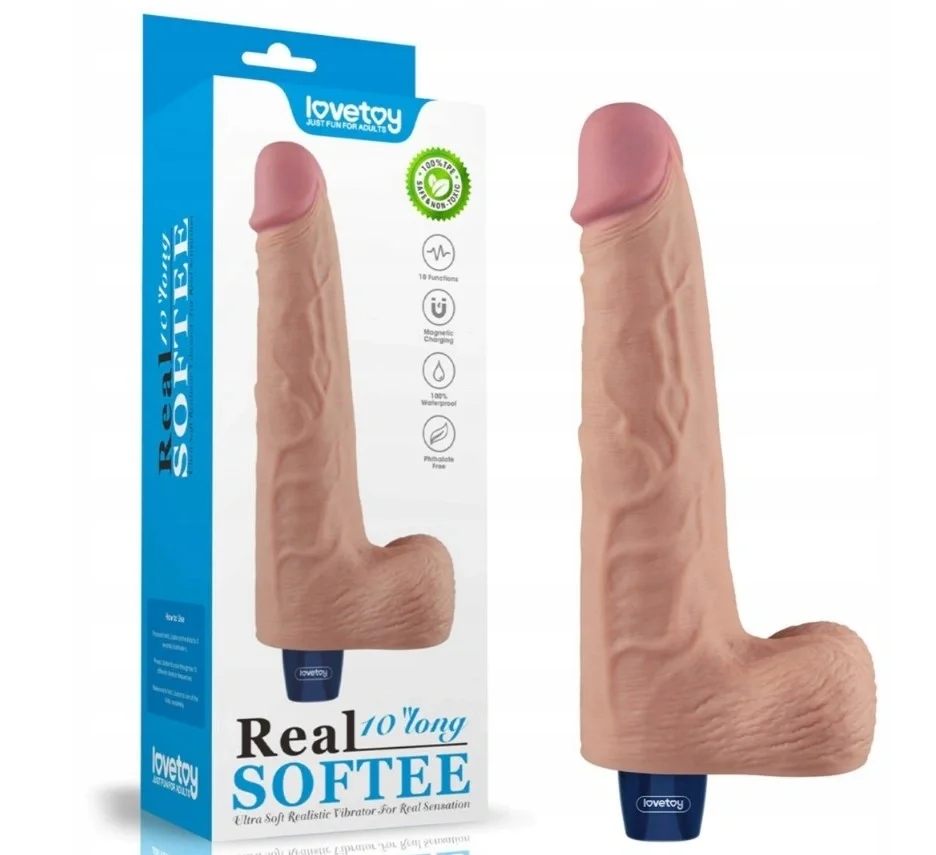 LoveToy Vibrator Realist REAL SOFTEE 10 Moduri Vibratii TPE Natural 25.3 cm