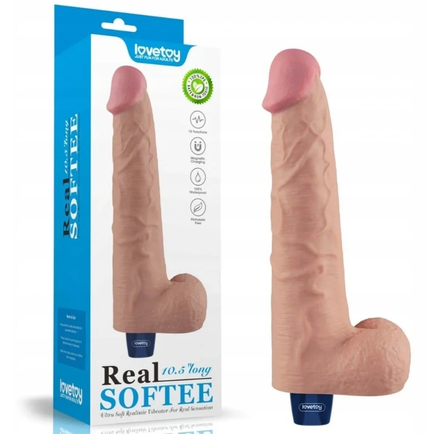 LoveToy Vibrator Realist REAL SOFTEE 10 Moduri Vibratii TPE Natural 27.2 cm