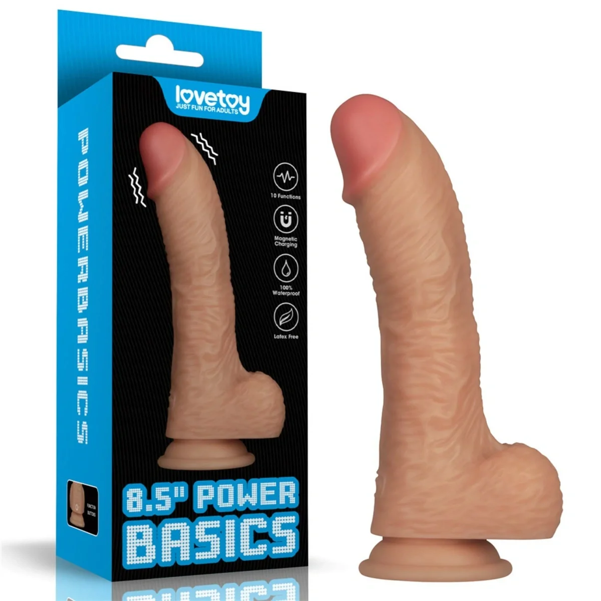 LoveToy Vibrator Realistic Power Basics 10 Moduri Vibratii PVC Natural 21.6 cm