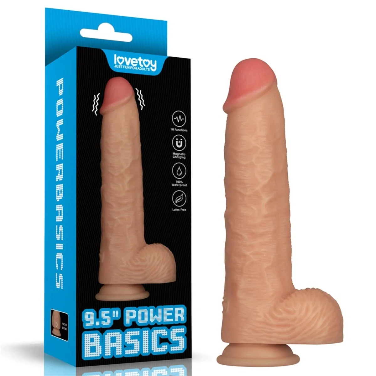 LoveToy Vibrator Realistic Power Basics 10 Moduri Vibratii PVC Natural 23.6 cm