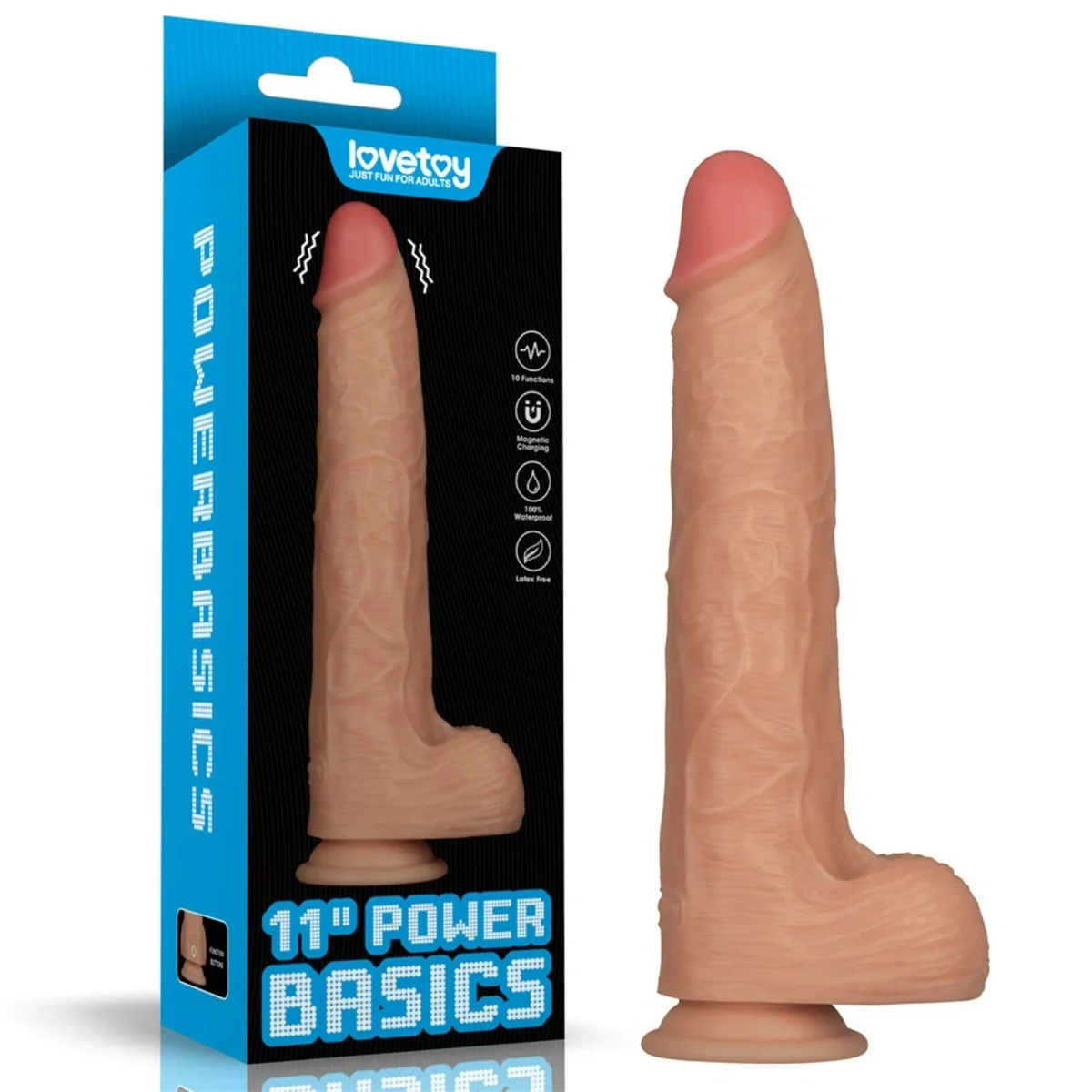 LoveToy Vibrator Realistic Power Basics 10 Moduri Vibratii PVC Natural 28.3 cm