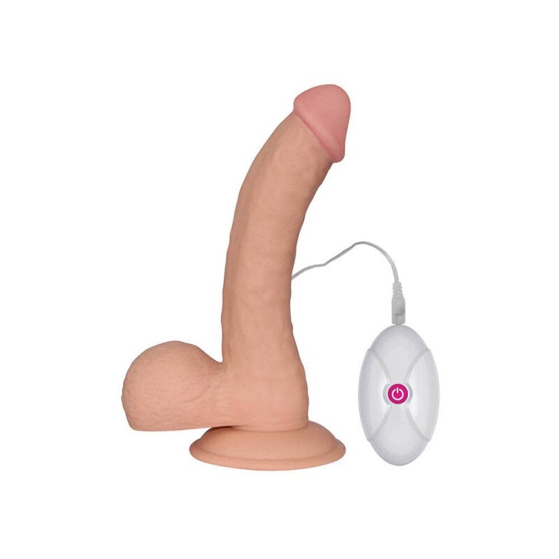 LoveToy Vibrator Ultra Soft Dude 10 Moduri Vibratii Natural 21 cm