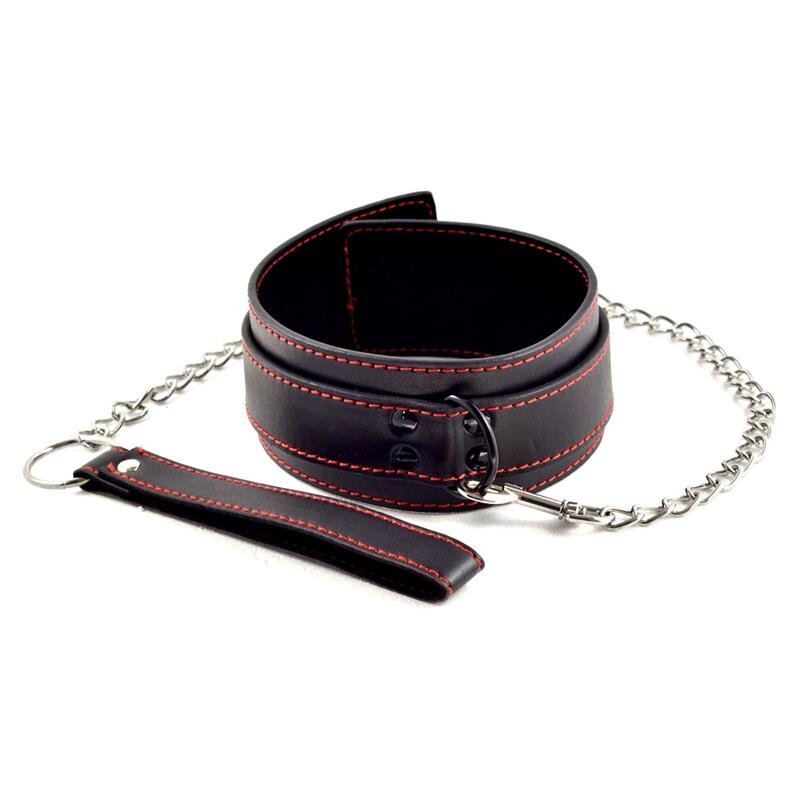 LoveToy Zgarda si Lesa Piele Ecologica Negru/Rosu