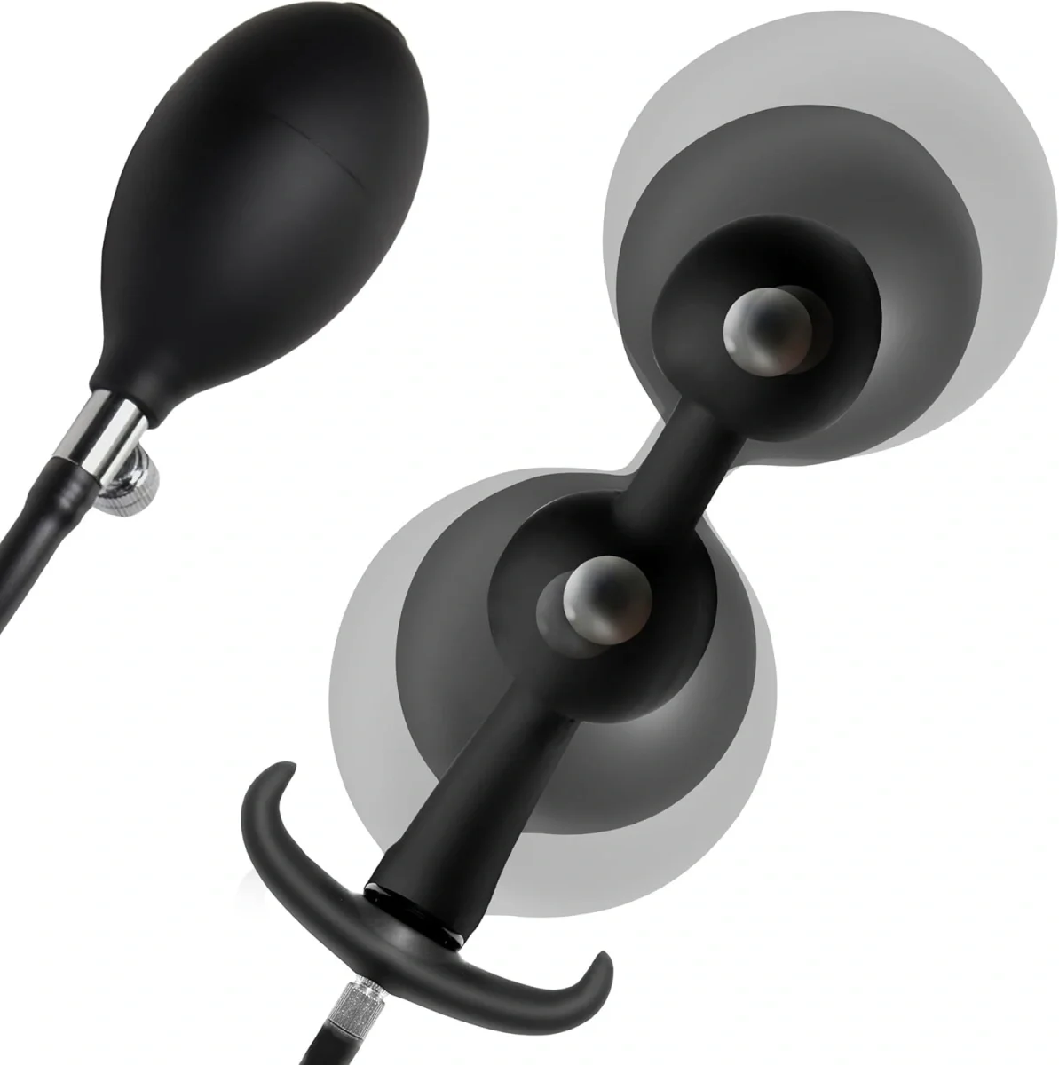 Master Series Bile Anale Gonflabile Ass Rattler cu Pompa Manuala Silicon Negru 20.3 cm