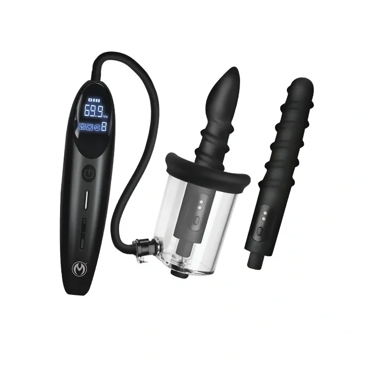 Master Series Stimulator Anal Rosebud Driller Deluxe Set Suctiune Impingere Vibratii Silicon USB Negru