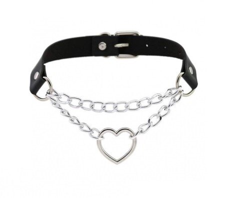 Mokko Toys Choker Heart Chain Negru