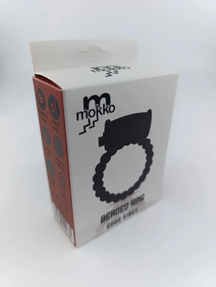 Mokko Toys Inel de Penis Beaded Ring cu Vibratii Silicon Negru Good Vibes