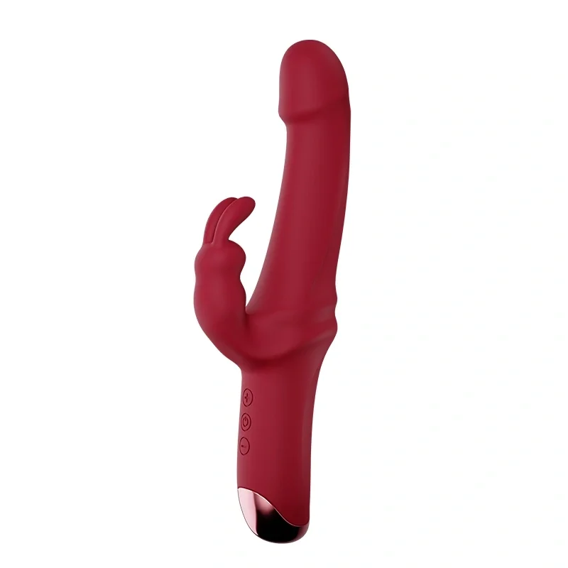 Mokko Toys Vibrator Great Realistic Rabbit 10 Moduri Vibratii Puternice Silicon USB Rosu 22.5 cm