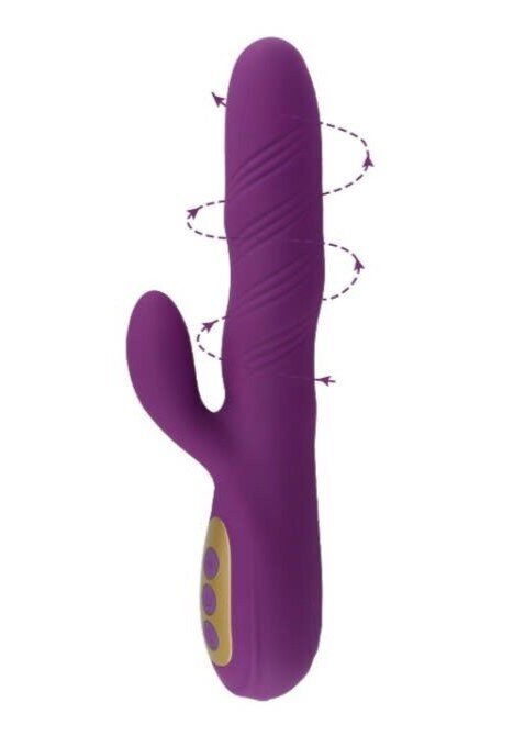Mokko Toys Vibrator Iepuras Lizzie Vibrating&Twisting 10+4 Moduri Stimulatoare Silicon USB Magnetic Violet 24 cm Good Vibes