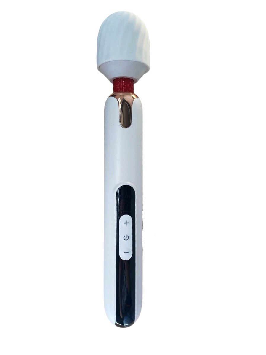 Mokko Toys Vibrator Masaj Strong 10 Moduri Vibratii si 7 Intensitati Ecran LCD TPE Alb 33 cm