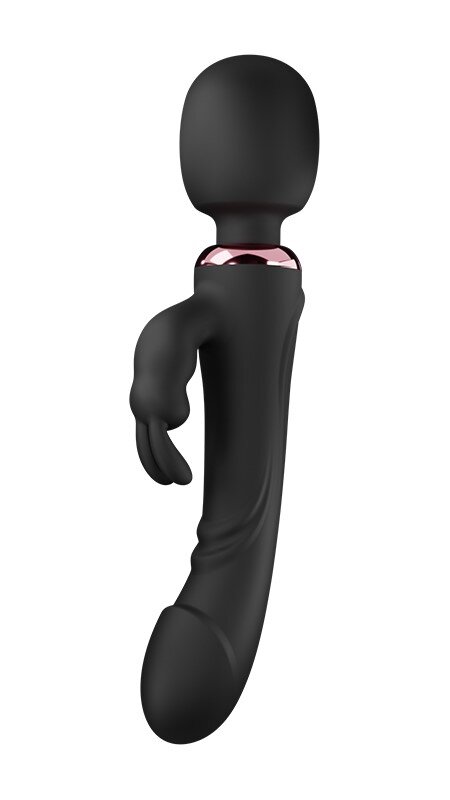 Mokko Toys Vibrator Wand&Rabbit Great Mix 10+10 Moduri Vibratii Puternice Silicon USB Negru 24.6 cm Velvet Obession