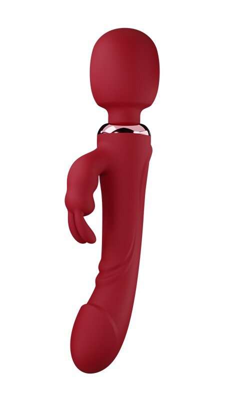Mokko Toys Vibrator Wand&Rabbit Great Mix 10+10 Moduri Vibratii Puternice Silicon USB Rosu 24.6 cm Velvet Obession
